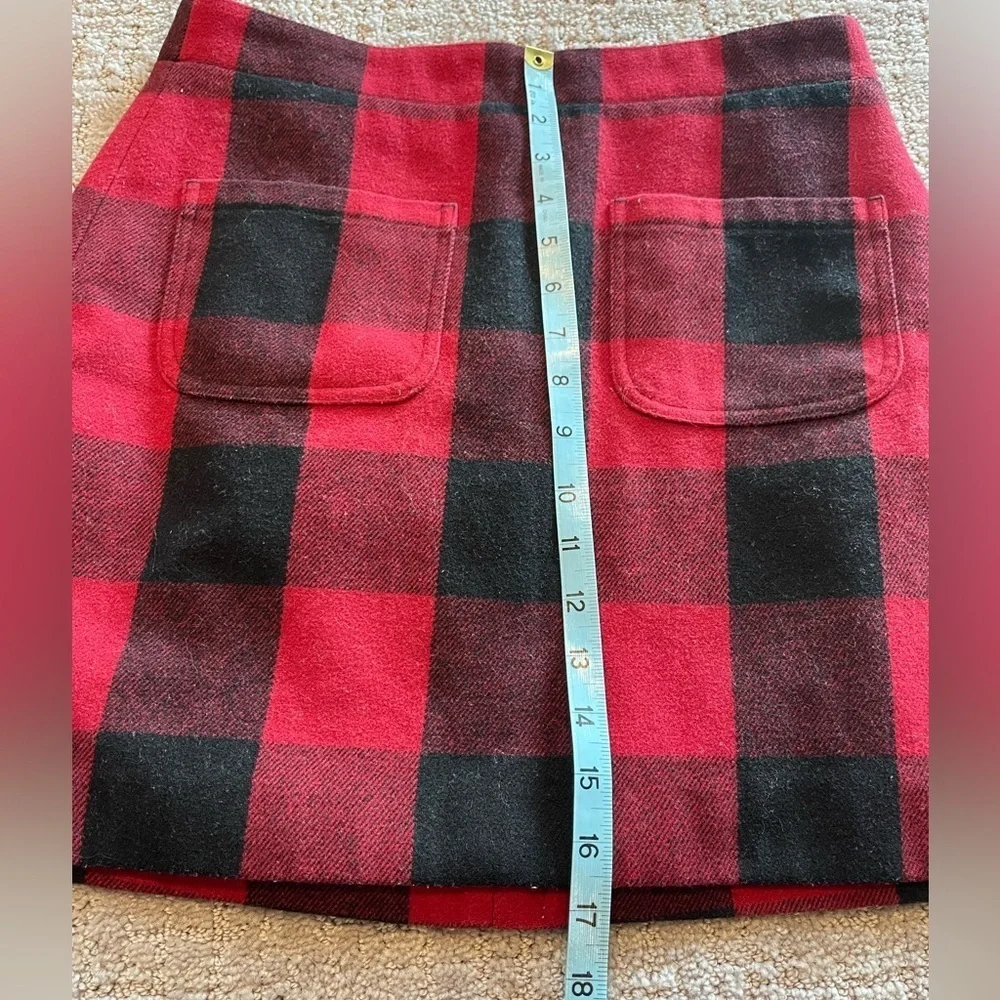 J. Crew Red/Black Checkered A-Line Mini Skirt, Wool Blend, Lined, Holidays, Sz 4 - Picture 9 of 13